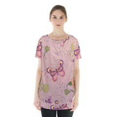 Butterfly Background Pattern Texture Skirt Hem Sports Top by Ravend