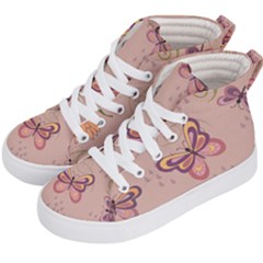 Butterfly Background Pattern Texture Kids  Hi-top Skate Sneakers by Ravend