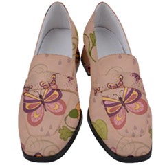 Butterfly Background Pattern Texture Women s Chunky Heel Loafers by Ravend