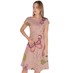 Butterfly Background Pattern Texture Classic Short Sleeve Dress by Ravend