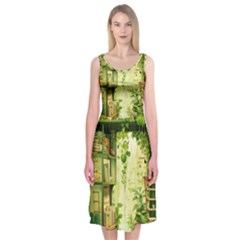 Building Potted Plants Midi Sleeveless Dress by Ravend