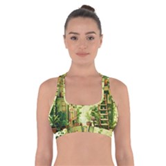 Building Potted Plants Cross Back Sports Bra by Ravend