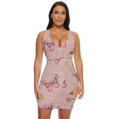 Butterfly Background Pattern Texture Draped Bodycon Dress by Ravend