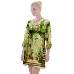 Building Potted Plants Open Neck Shift Dress by Ravend