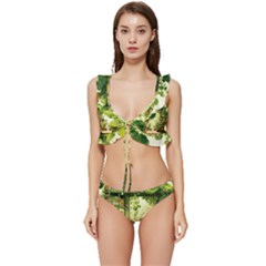 Building Potted Plants Low Cut Ruffle Edge Bikini Set by Ravend