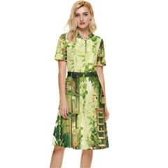 Building Potted Plants Button Top Knee Length Dress by Ravend