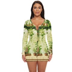 Building Potted Plants Long Sleeve Boyleg Swimsuit by Ravend