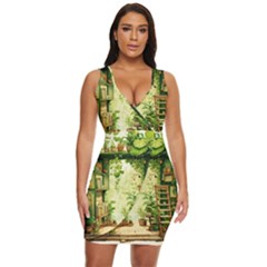 Building Potted Plants Draped Bodycon Dress by Ravend