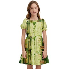 Building Potted Plants Kids  Puff Sleeved Dress by Ravend