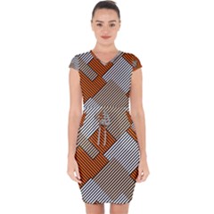 Abstract Pattern Line Art Design Decoration Capsleeve Drawstring Dress  by Ravend