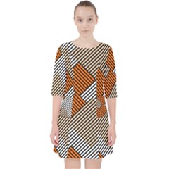 Abstract Pattern Line Art Design Decoration Quarter Sleeve Pocket Dress by Ravend