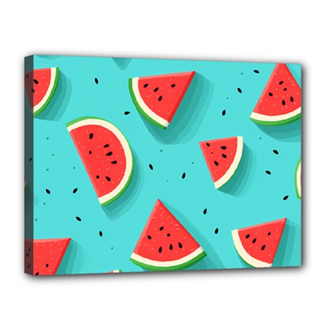 Watermelon Fruit Slice Canvas 16  X 12  (stretched) by Ravend