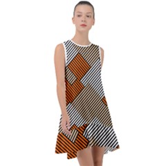 Abstract Pattern Line Art Design Decoration Frill Swing Dress by Ravend