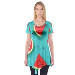 Watermelon Fruit Slice Short Sleeve Tunic  by Ravend