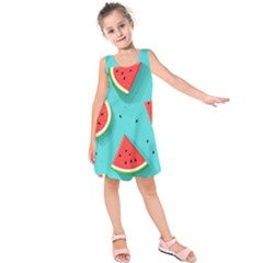 Watermelon Fruit Slice Kids  Sleeveless Dress by Ravend