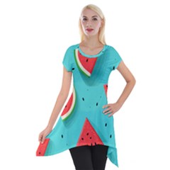 Watermelon Fruit Slice Short Sleeve Side Drop Tunic by Ravend