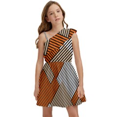 Abstract Pattern Line Art Design Decoration Kids  One Shoulder Party Dress by Ravend