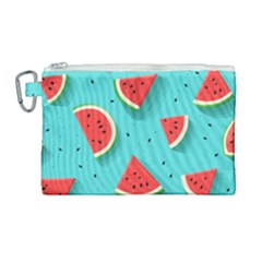 Watermelon Fruit Slice Canvas Cosmetic Bag (large) by Ravend