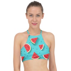 Watermelon Fruit Slice Halter Bikini Top by Ravend