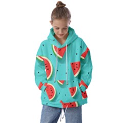 Watermelon Fruit Slice Kids  Oversized Hoodie by Ravend