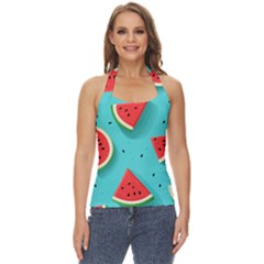 Watermelon Fruit Slice Basic Halter Top by Ravend