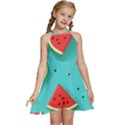 Watermelon Fruit Slice Kids  Halter Collar Waist Tie Chiffon Dress View1