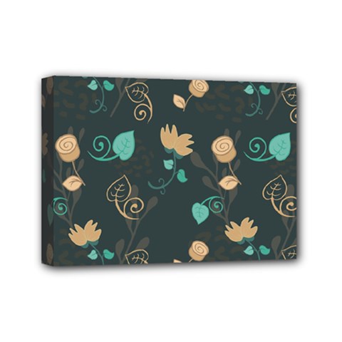 Flowers Leaves Pattern Seamless Mini Canvas 7  X 5  (stretched) by Ravend