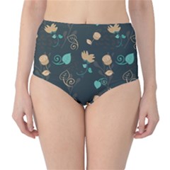 Flowers Leaves Pattern Seamless Classic High-waist Bikini Bottoms by Ravend