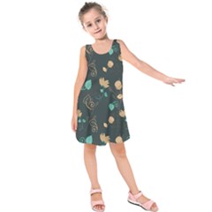 Flowers Leaves Pattern Seamless Kids  Sleeveless Dress by Ravend