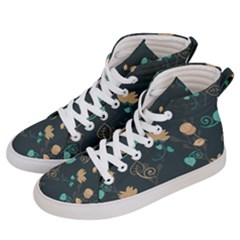 Flowers Leaves Pattern Seamless Women s Hi-top Skate Sneakers by Ravend