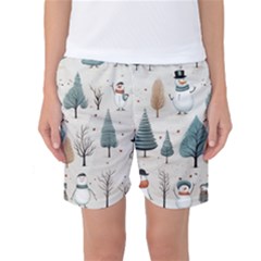 Snowman Snow Christmas Women s Basketball Shorts