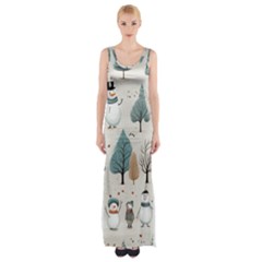 Snowman Snow Christmas Thigh Split Maxi Dress by Ravend