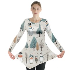 Snowman Snow Christmas Long Sleeve Tunic  by Ravend