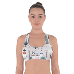 Snowman Snow Christmas Cross Back Sports Bra by Ravend