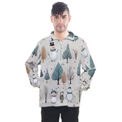 Snowman Snow Christmas Men s Half Zip Pullover