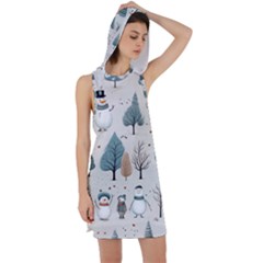 Snowman Snow Christmas Racer Back Hoodie Dress by Ravend