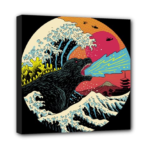 Retro Wave Kaiju Godzilla Japanese Pop Art Style Mini Canvas 8  X 8  (stretched) by Modalart