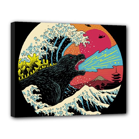 Retro Wave Kaiju Godzilla Japanese Pop Art Style Canvas 14  X 11  (stretched) by Modalart