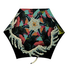 Retro Wave Kaiju Godzilla Japanese Pop Art Style Mini Folding Umbrellas by Modalart