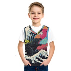 Retro Wave Kaiju Godzilla Japanese Pop Art Style Kids  Basketball Tank Top by Modalart