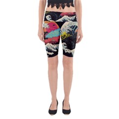 Retro Wave Kaiju Godzilla Japanese Pop Art Style Yoga Cropped Leggings by Modalart