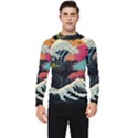 Retro Wave Kaiju Godzilla Japanese Pop Art Style Men s Long Sleeve Rash Guard View1