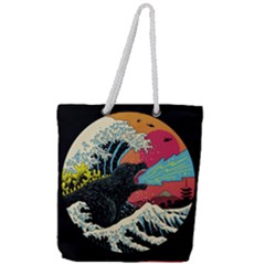 Retro Wave Kaiju Godzilla Japanese Pop Art Style Full Print Rope Handle Tote (large) by Modalart