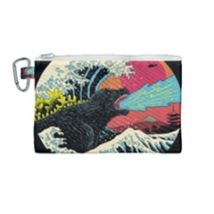 Retro Wave Kaiju Godzilla Japanese Pop Art Style Canvas Cosmetic Bag (medium) by Modalart