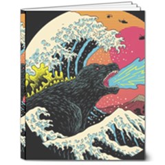 Retro Wave Kaiju Godzilla Japanese Pop Art Style 8  X 10  Hardcover Notebook by Modalart