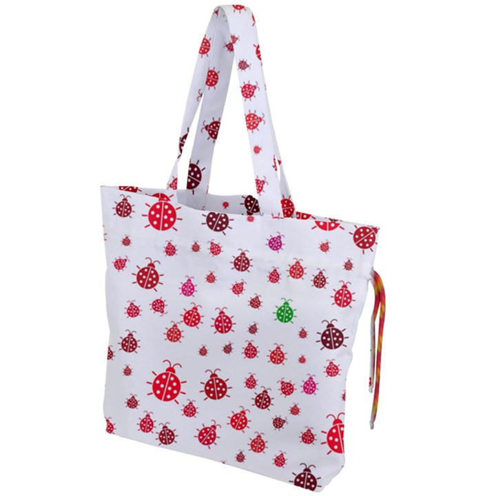 Beetle Animals Red Green Fly Drawstring Tote Bag