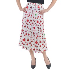 Beetle Animals Red Green Fly Midi Mermaid Skirt by Amaryn4rt