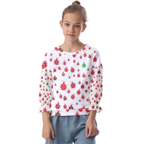 Beetle Animals Red Green Fly Kids  Cuff Sleeve Top by Amaryn4rt