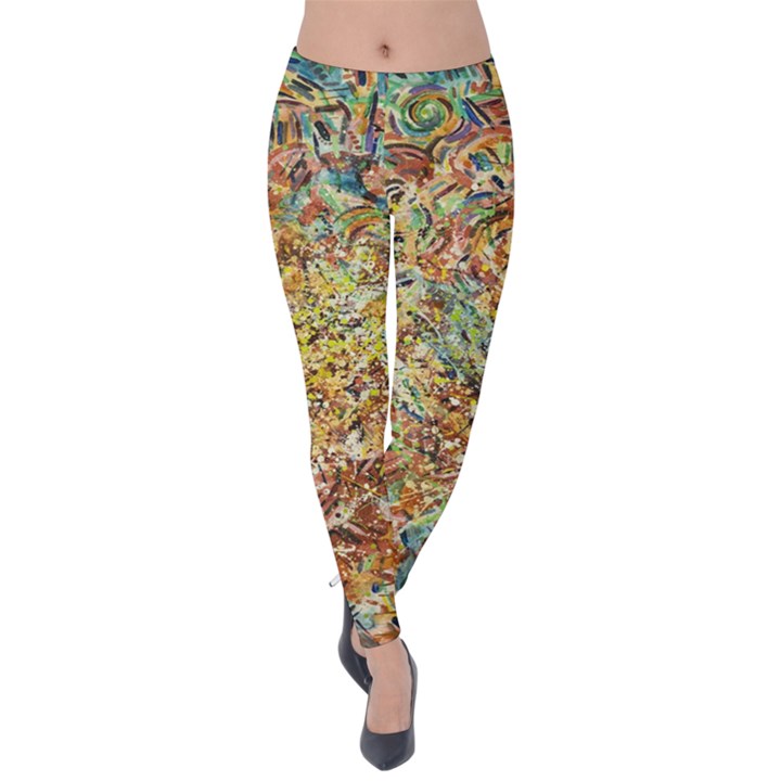 Art Modern Painting Acrylic Canvas Velvet Leggings