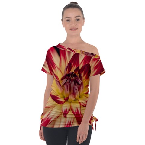 Bloom Blossom Close Up Flora Off Shoulder Tie-up T-shirt by Amaryn4rt